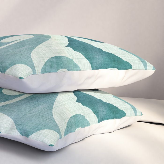 Vintage Waves Tropical Teal Geometric Pattern Pillow Sham Gallery Image 3