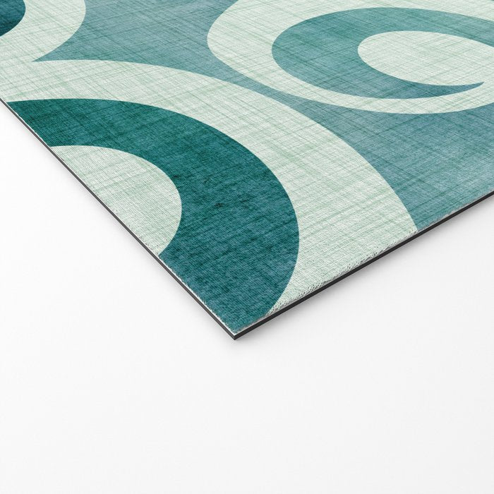Vintage Waves Tropical Teal Geometric Pattern Welcome Mat Gallery Image 2