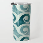 Vintage Waves Tropical Teal Geometric Pattern Travel Mug Gallery Image 3