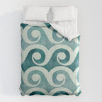 Vintage Waves Tropical Teal Geometric Pattern Comforter Gallery Image 6