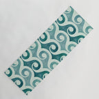 Vintage Waves Tropical Teal Geometric Pattern Yoga Mat Gallery Image 1
