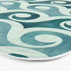 Vintage Waves Tropical Teal Geometric Pattern Bath Mat Gallery Image 3