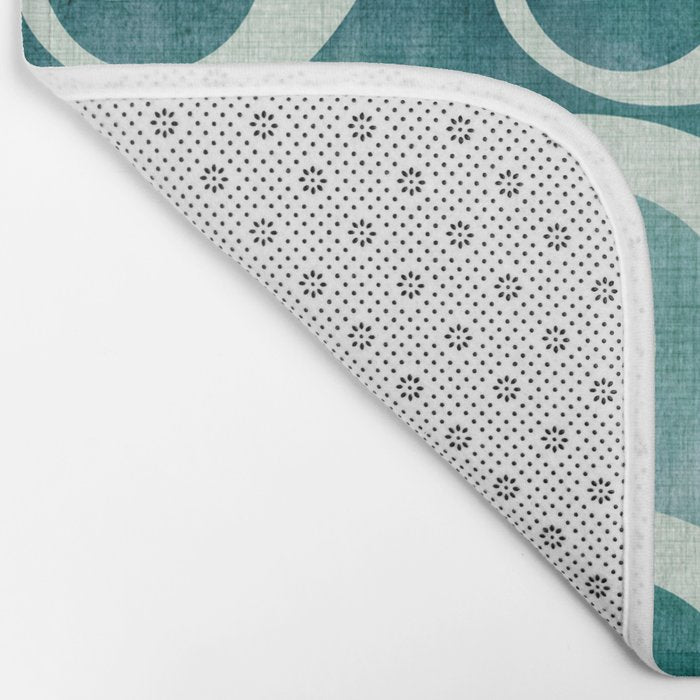 Vintage Waves Tropical Teal Geometric Pattern Bath Mat Gallery Image 2