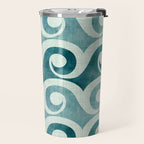 Vintage Waves Tropical Teal Geometric Pattern Travel Mug Gallery Image 2