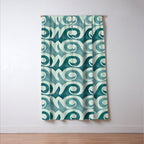 Vintage Waves Tropical Teal Geometric Pattern Window Curtain Gallery Image 3