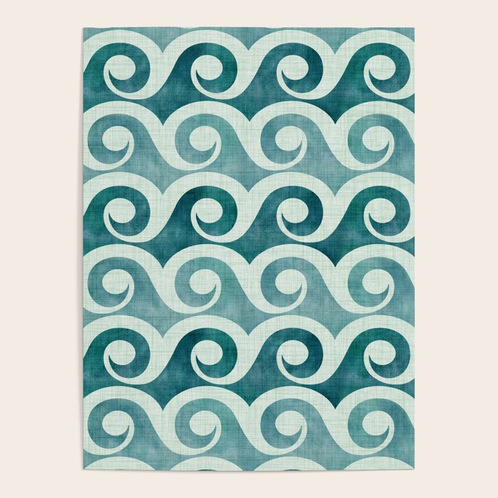 Vintage Waves Tropical Teal Geometric Pattern Poster Gallery Image 4