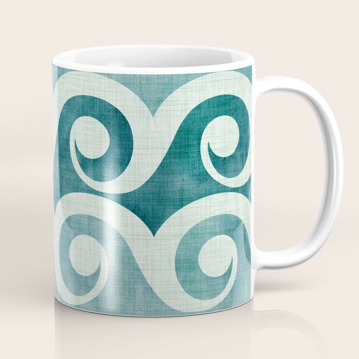 Vintage Waves Tropical Teal Geometric Pattern Coffee Mug Gallery Image 1