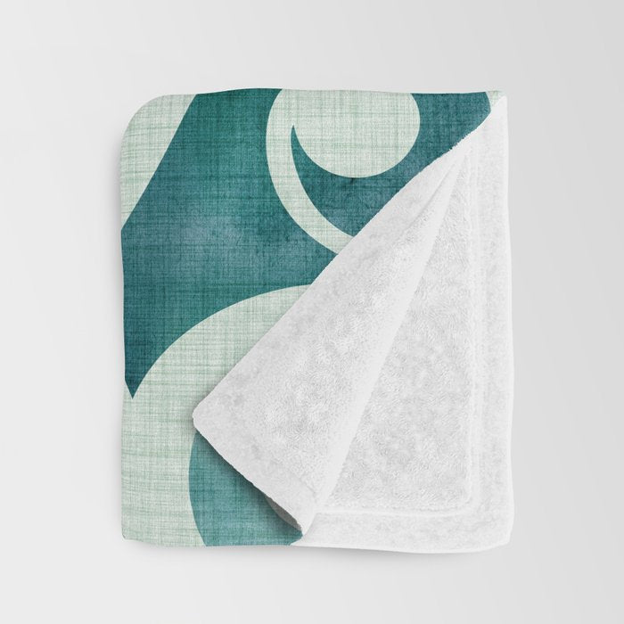Vintage Waves Tropical Teal Geometric Pattern Throw Blanket Gallery Image 3