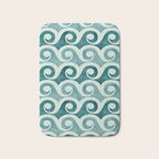 Vintage Waves Tropical Teal Geometric Pattern Bath Mat Gallery Image 1