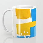 Mid Century Modern abstract Minimalist Fun Colorful Shapes Patterns Ikea Yellow & Blue Coffee Mug Gallery Image 3