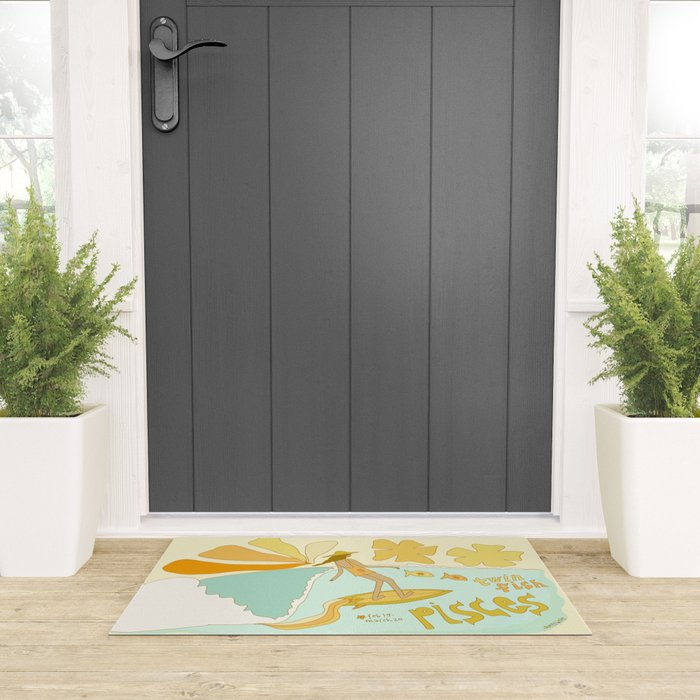 Pisces surf zodiac // retro art by surfy birdy Welcome Mat Gallery Image 3
