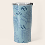 Winter & Woodsy Pine Trees in Warm Blue Travel Mug Gallery Image 2