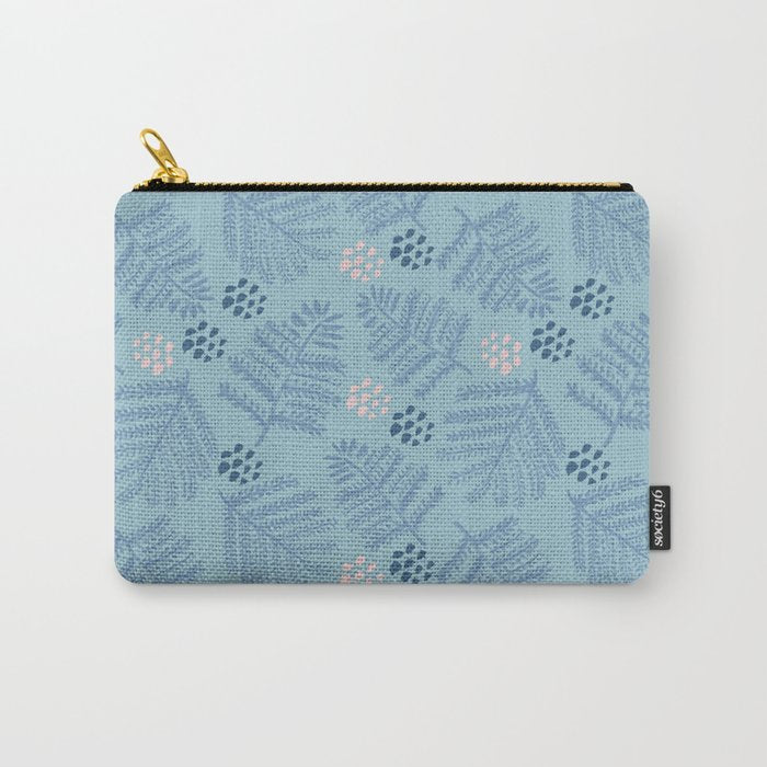Winter & Woodsy Pine Trees in Warm Blue Carry All Pouch Gallery Image 1