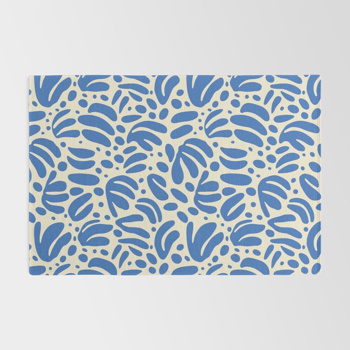 Abstract blue nature leaf shape art pattern Rug Gallery Image 2