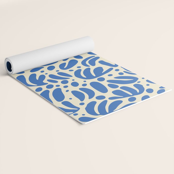 Abstract blue nature leaf shape art pattern Yoga Mat Gallery Image 2