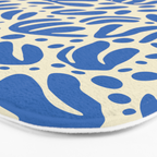 Abstract blue nature leaf shape art pattern Bath Mat Gallery Image 3