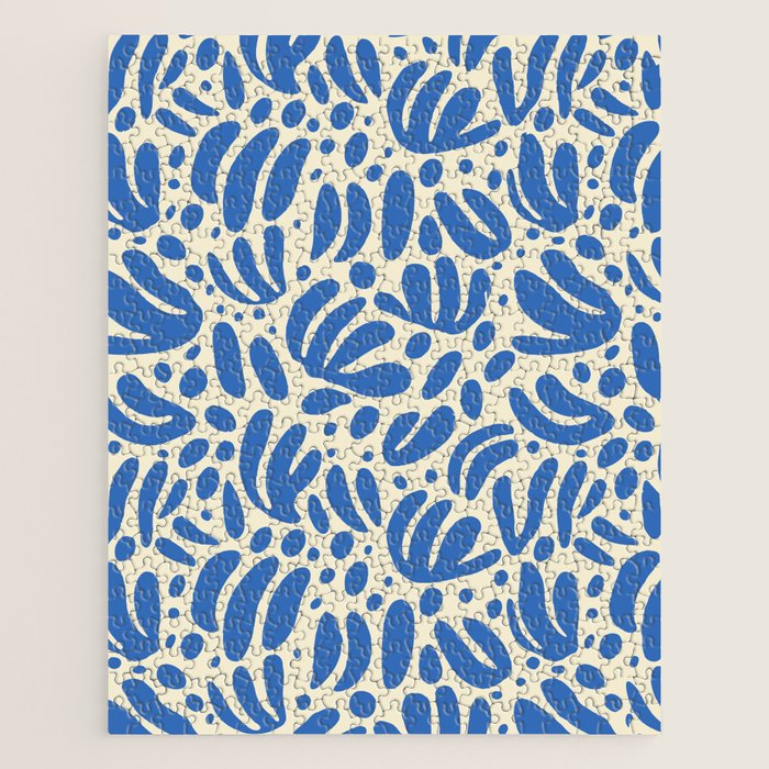 Abstract blue nature leaf shape art pattern Jigsaw Puzzle Gallery Image 1