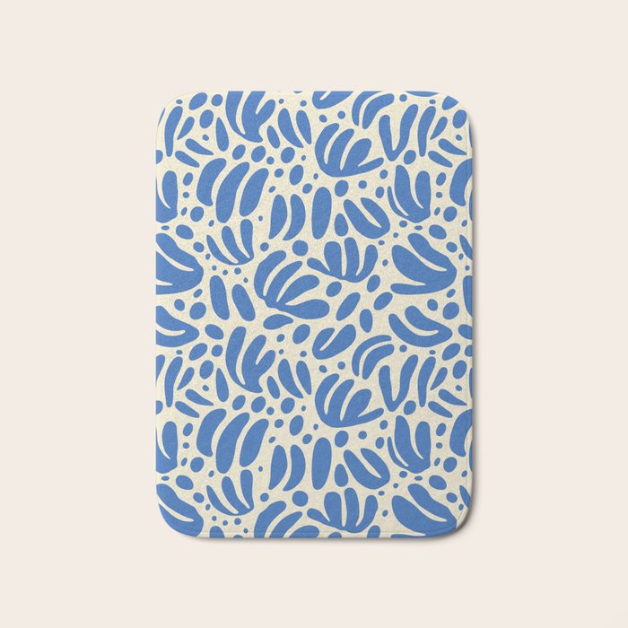 Abstract blue nature leaf shape art pattern Bath Mat Gallery Image 1