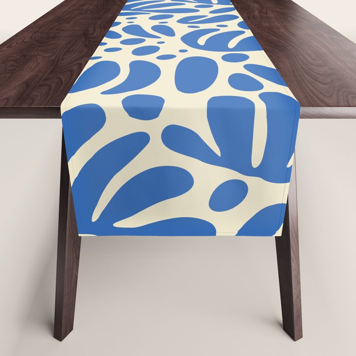 Abstract blue nature leaf shape art pattern Table Runner Gallery Image 1