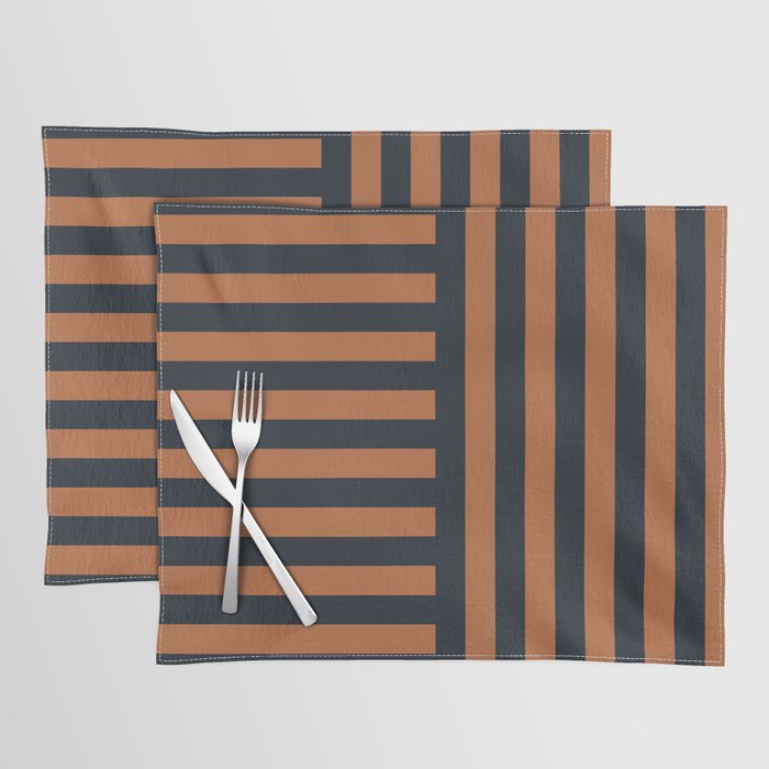 Perpendicular Lines terracota and blue Placemat Gallery Image 1