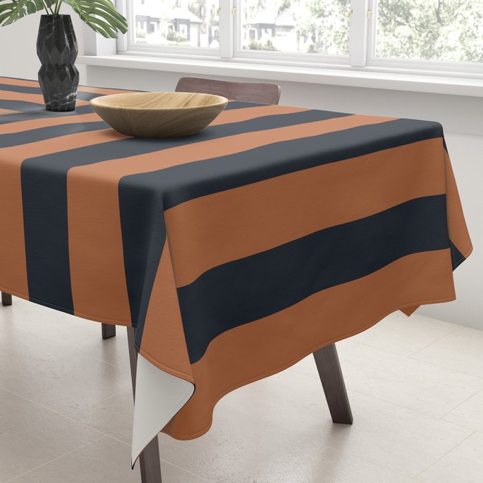 Perpendicular Lines terracota and blue Tablecloth Gallery Image 3