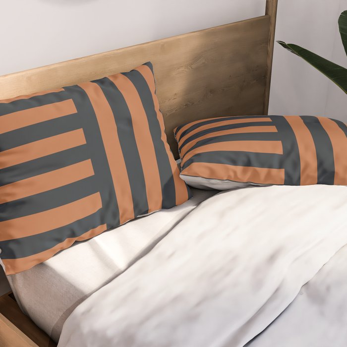 Perpendicular Lines terracota and blue Pillow Sham Gallery Image 2
