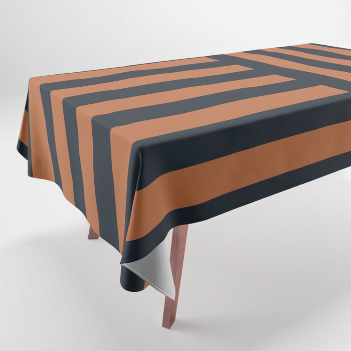 Perpendicular Lines terracota and blue Tablecloth Gallery Image 1