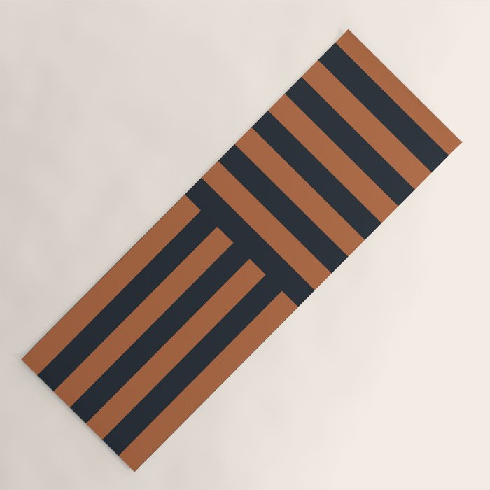 Perpendicular Lines terracota and blue Yoga Mat Gallery Image 1