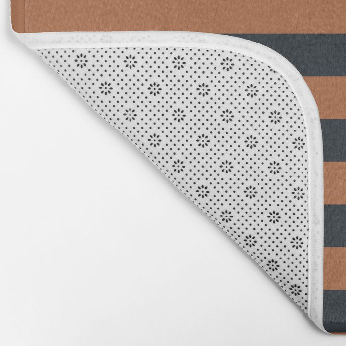 Perpendicular Lines terracota and blue Bath Mat Gallery Image 2