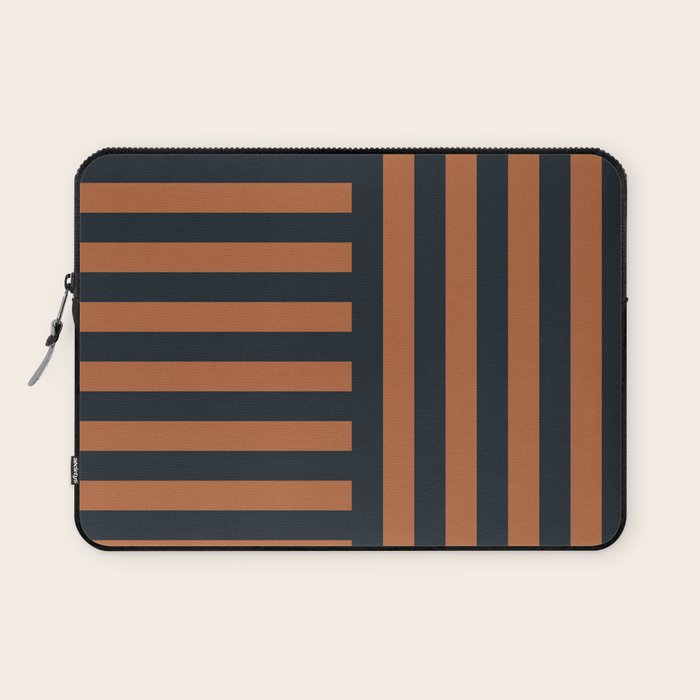Perpendicular Lines terracota and blue Laptop Sleeve Gallery Image 1