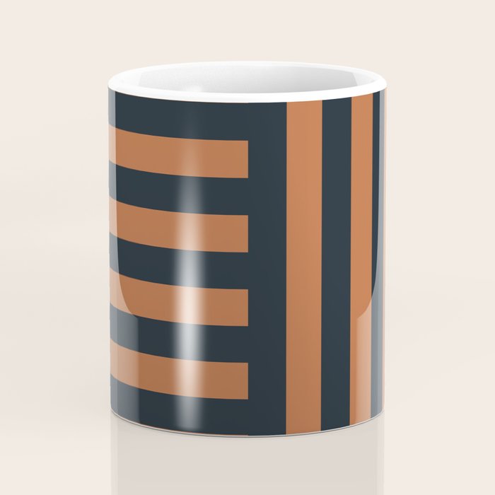 Perpendicular Lines terracota and blue Coffee Mug Gallery Image 4