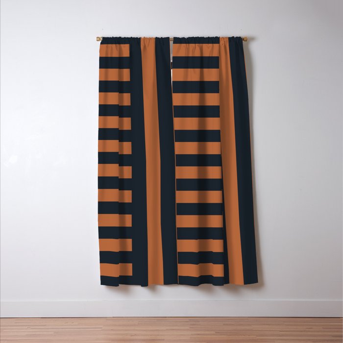 Perpendicular Lines terracota and blue Window Curtain Gallery Image 3