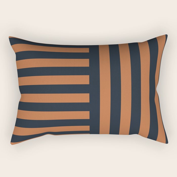 Perpendicular Lines terracota and blue Rectangular Pillow Gallery Image 1