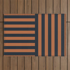 Perpendicular Lines terracota and blue Outdoor Rug Gallery Image 1