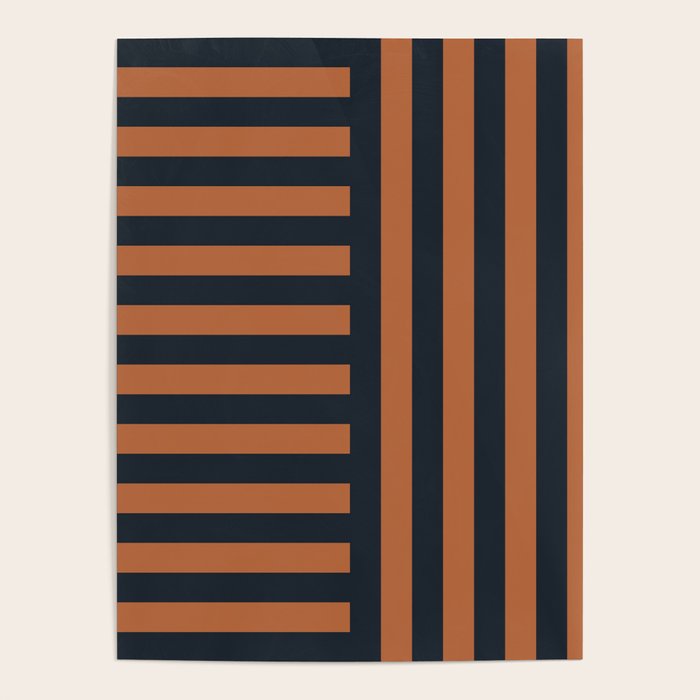 Perpendicular Lines terracota and blue Poster Gallery Image 4