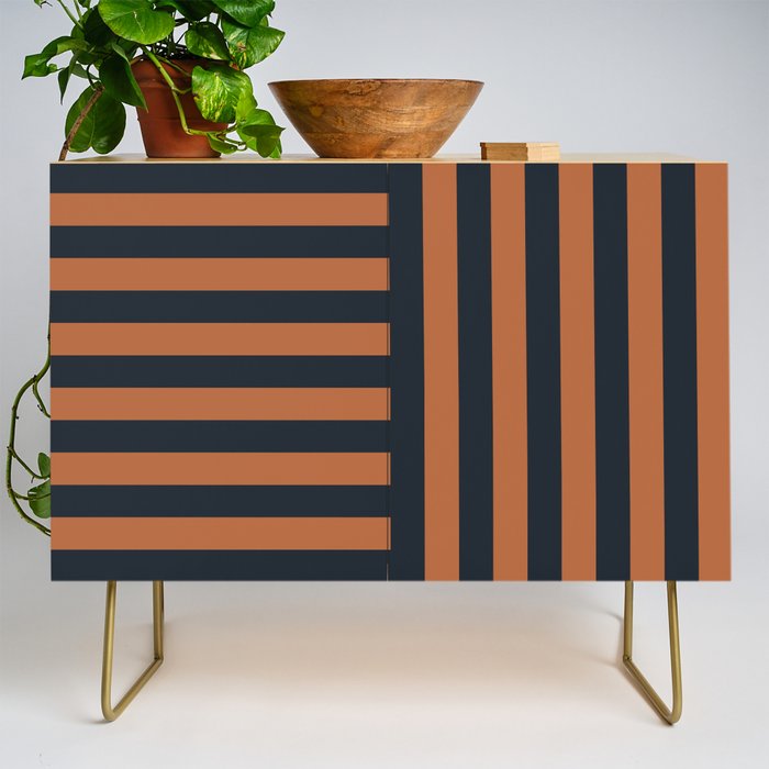 Perpendicular Lines terracota and blue Credenza Gallery Image 1