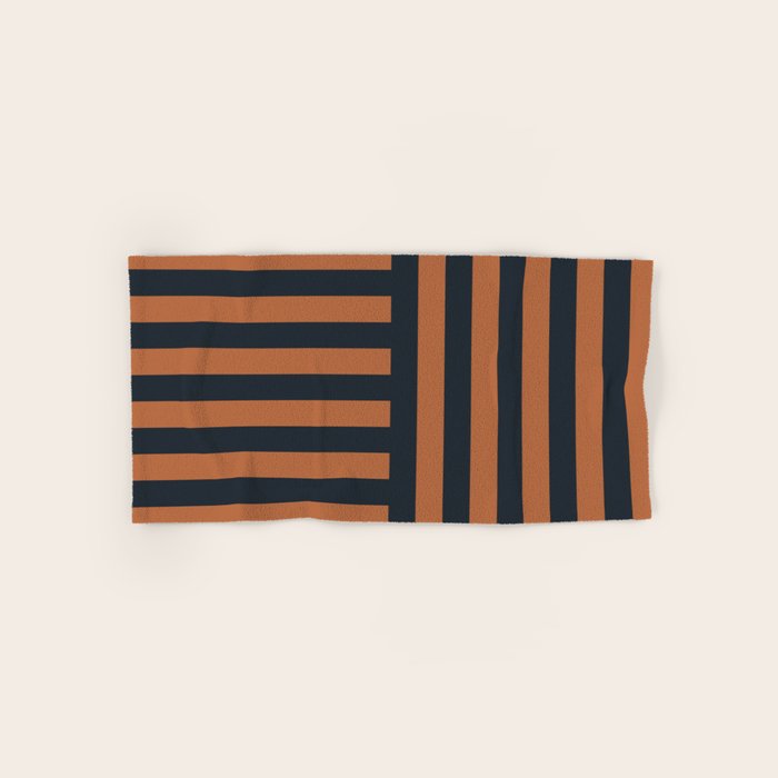 Perpendicular Lines terracota and blue Bath Towel Gallery Image 1