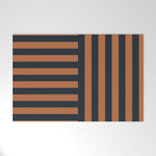 Perpendicular Lines terracota and blue Welcome Mat Gallery Image 1