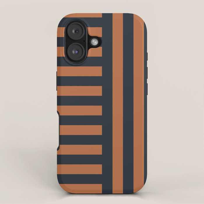 Perpendicular Lines terracota and blue iPhone Case Gallery Image 1