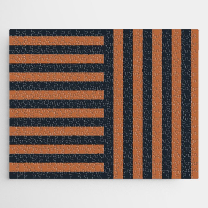 Perpendicular Lines terracota and blue Jigsaw Puzzle Gallery Image 1