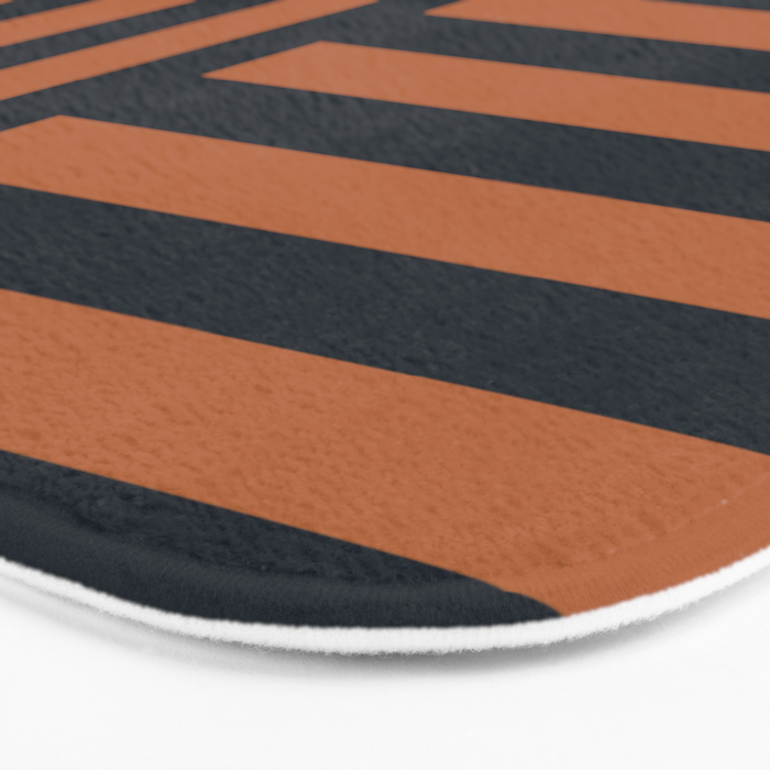 Perpendicular Lines terracota and blue Bath Mat Gallery Image 3