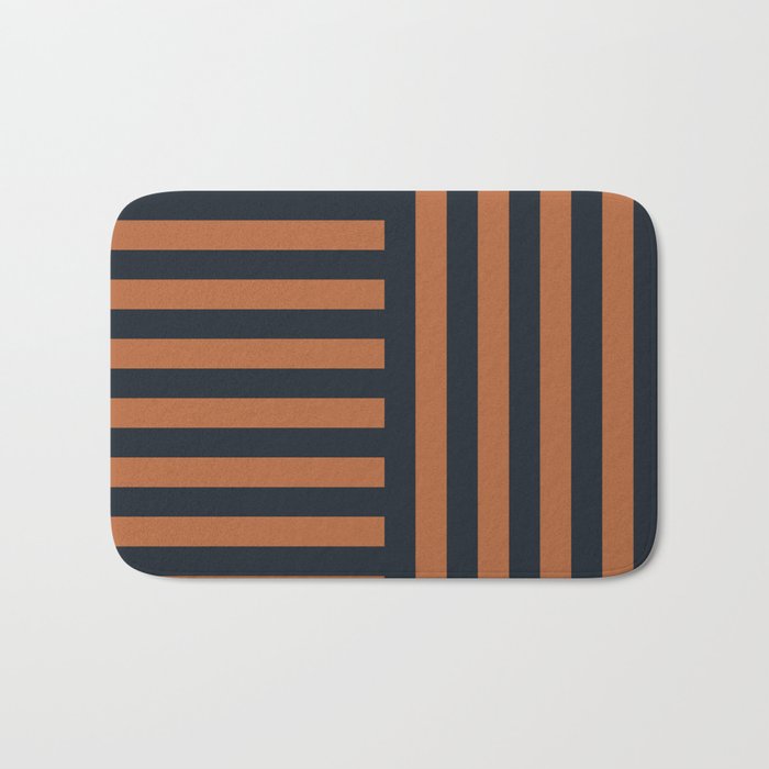 Perpendicular Lines terracota and blue Bath Mat Gallery Image 1