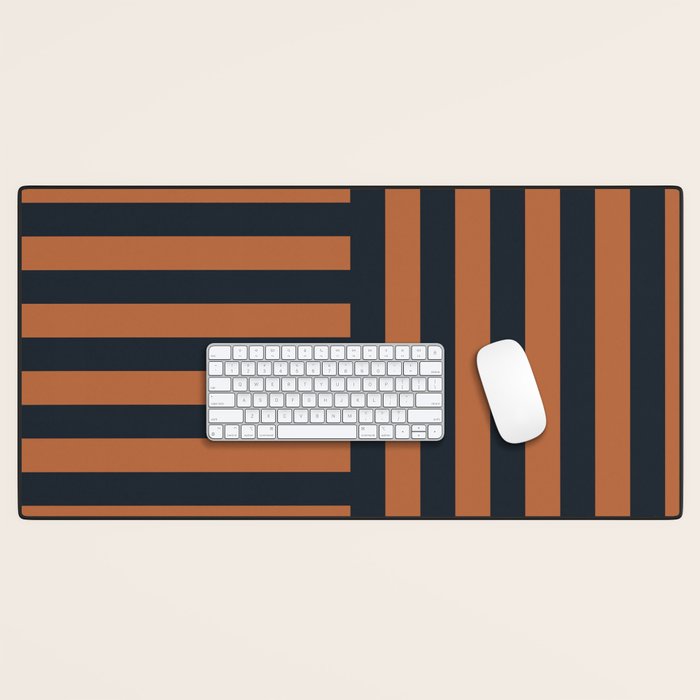 Perpendicular Lines terracota and blue Desk Mat Gallery Image 1