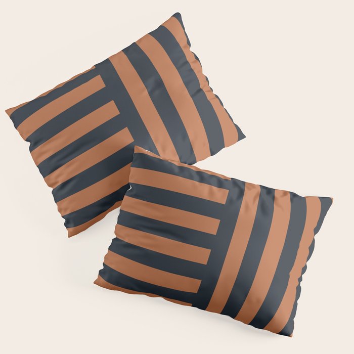 Perpendicular Lines terracota and blue Pillow Sham Gallery Image 3