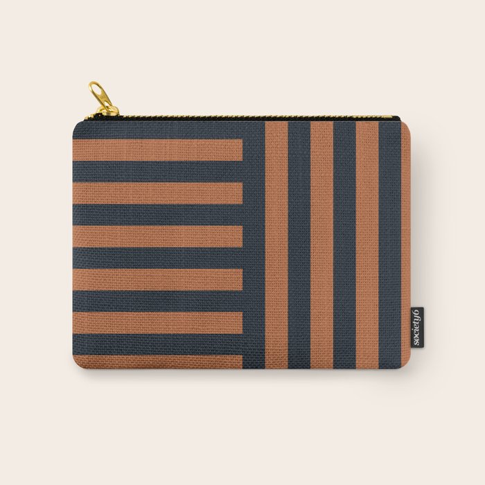 Perpendicular Lines terracota and blue Carry All Pouch Gallery Image 1