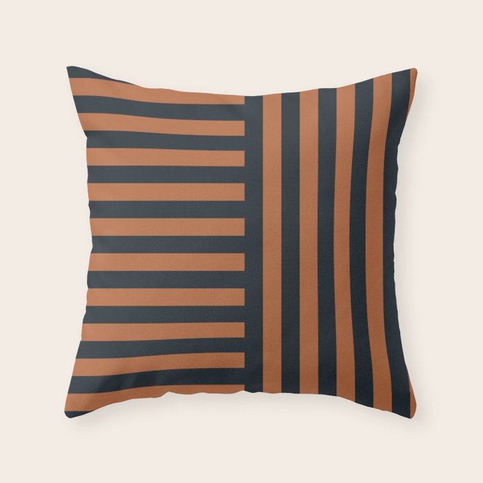Perpendicular Lines terracota and blue Throw Pillow Gallery Image 6