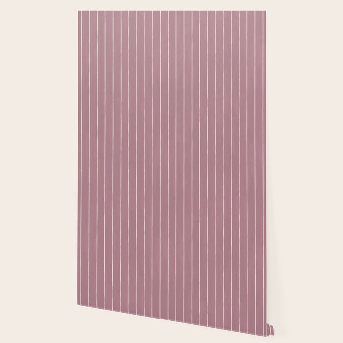 Romantic Botanica Coordinator - Thin Stripes in Rosewood Pink Wallpaper Gallery Image 2