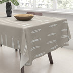 Boho Prints, Raindrops, Beige, Minimalism, Abstract Art Tablecloth Gallery Image 3