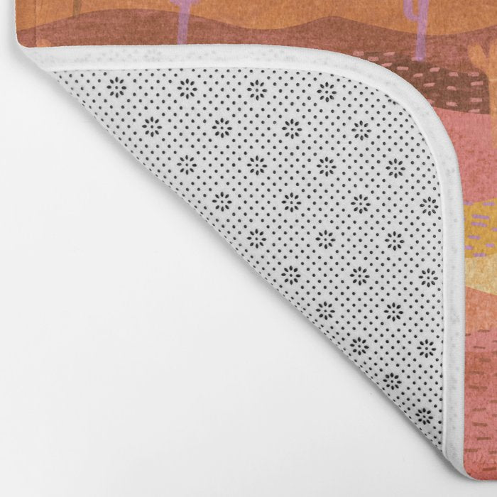 Vintage Western Desert Landscape in Golden Sunrise & Peach Bath Mat Gallery Image 2