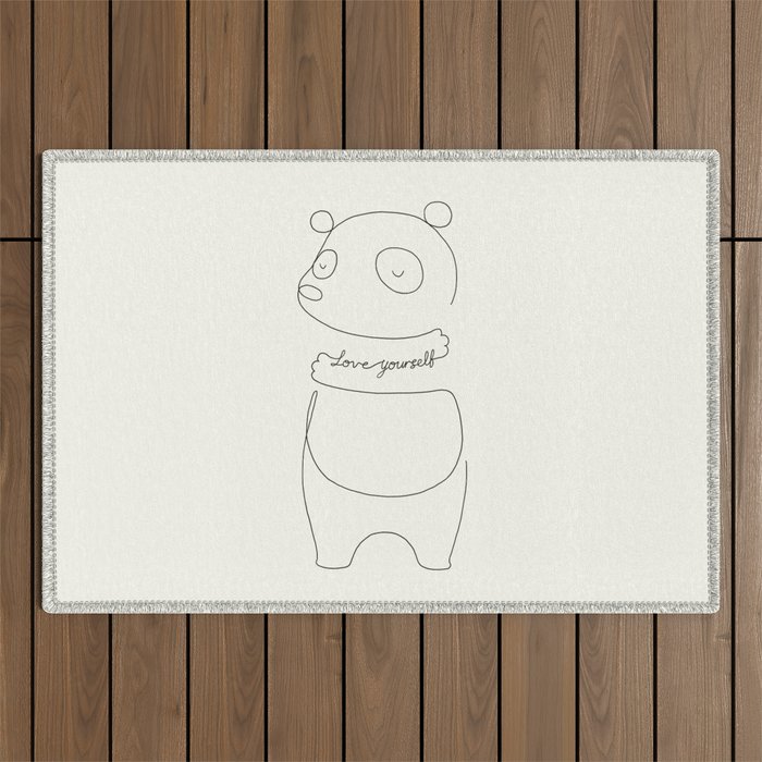 Love Yourself Panda Outdoor Rug Gallery Image 1